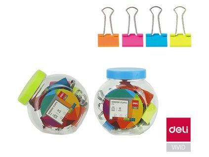 BINDER KLIP BAREVNÝ V DÓZE MIX 12KS 25MM C222530 X
