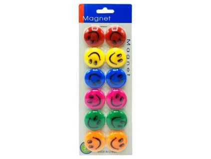 MAGNETY DEKORAČNÍ SMAJLÍK BAREVNÝ 12KS PK19-26