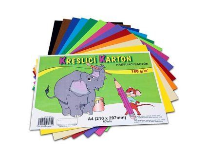 Kreslící karton barevný A4 60ks 180g mix 12 barev  240 141028