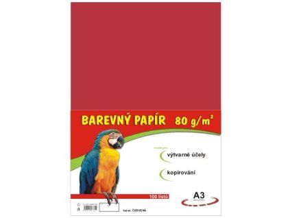 Barevný papír A3 100ks 80g červený 230 190530