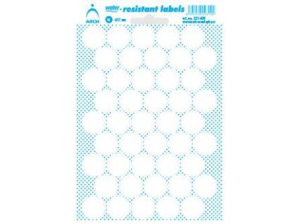 231AW  Voděodolná samolepicí kolečka 17 mm - bílá,popis permanent.