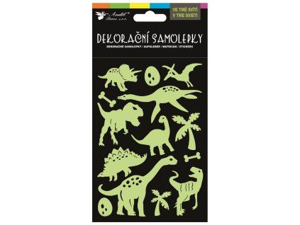 SAMOLEPKY NA ZEĎ 3D 10,5 x 20 CM SVÍTÍCÍ VE TMĚ DINOSAUŘI 15130