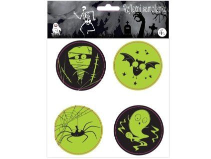 Samolepky reflexní 4ks ø 7cm Halloween DJ-S-10