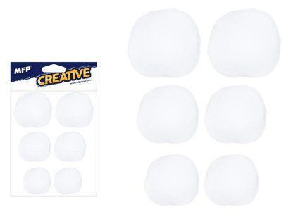 1042296 Kuličky Pompom 4,6,8cm/6ks bílé