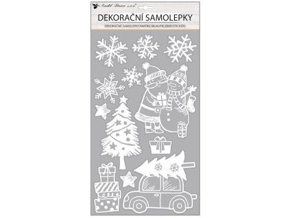 10679 SAMOLEPKA AUTO  S GLITREM 24x47cm VÁNOCE