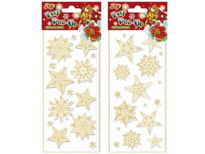 SAMOLEPKY 3D POP-UP 10x27CM VÁNOCE VLOČKY STŘÍBRNÉ 722 24108
