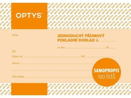 1302 Příjmový doklad A6, jednoduchý, samopropisovací, 100 listů