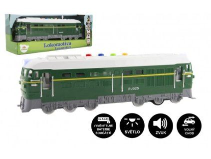 LOKOMOTIVA ZELENÁ PLAST 35CM ZVUK, SVĚTLO   850136