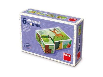 DINO DŘEVĚNÉ KOSTKY 6KS LESNÍ ZVÍŘÁTKA   381102