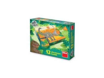 DINO DŘEVĚNÉ KOSTKY 12KS JURSKÝ SVĚT   641495