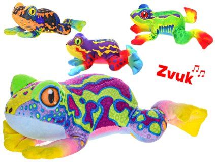 ŽÁBA PLYŠOVÁ 20CM NA BATERIE SE ZVUKEM 4 BARVY   94540