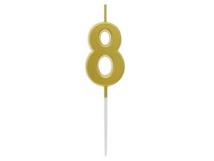 450748 Svíčka dortová Pick-8,metalická, zlatá 9,5cm