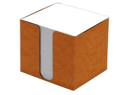 Špalíček papírový 8,5x8,5x8cm bílý, prešp.krabička oranžová 108310