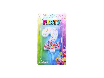 W017559 PÁRTY SVÍČKA ČÍSLO 2 PUNTÍK