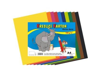 Kreslící karton barevný A4 10ks 180g mix 10 barev 240 141013