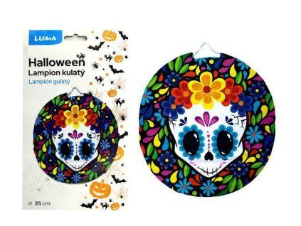 D612014 Lampion kulatý 25 cm HALLOWEEN lebka