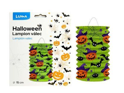 D612030 Lampion válec15 cm HALLOWEEN netopýr