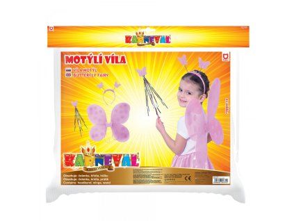 218741 MOTÝLÍ KŘÍDLA SVĚTLE RŮŽOVÁ S ČELENKOU A HŮLKOU