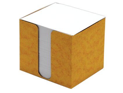 Špalíček papírový 8,5x8,5x8cm bílý, prešp.krabička žlutá 108273