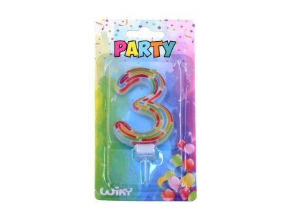 W017549 PÁRTY SVÍČKA ČÍSLO 3 ČÁRKY