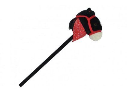 KŮŇ NA TYČI 80CM NA BATERIE SE ZVUKEM ČERNÝ   516115