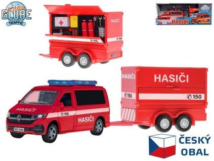 AUTO VW HASIČI 27,5CM KOV PB S PŘÍVĚSEM V KR   520322