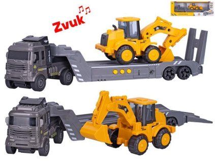 AUTO NÁKLADNÍ 30CM NA SETRVAČNÍK SE ZVUKEM + BAGR 13CM   69281