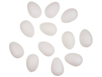 VAJÍČKA BÍLÁ K DOZDOBENÍ PLASTOVÁ 6 CM BEZ ŠNŮRKY 9940