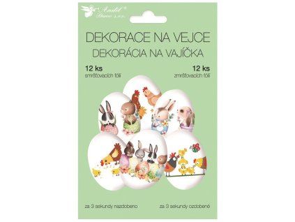 SMRŠTOVACÍ DEKORACE NA VEJCE S VELIKONOČNÍMI ZVÍŘÁTKY 12KS 7758