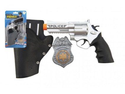 PISTOLE POLICEJNÍ 20CM V POUZDRU S ODZNAKEM  PLAST   850429