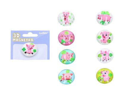 MAGNET SKLENĚNÝ PRASÁTKO PRO ŠTĚSTÍ W 056032