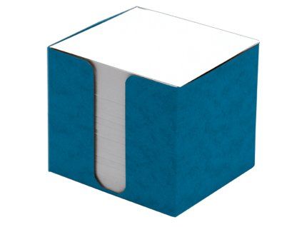 Špalíček papírový 8,5x8,5x8cm bílý, prešp.krabička modrá 108303