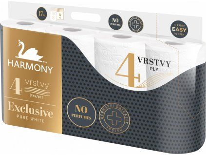 Toaletní papír Harmony Exclusive Pure White 8x17m, čtyřvrstvý