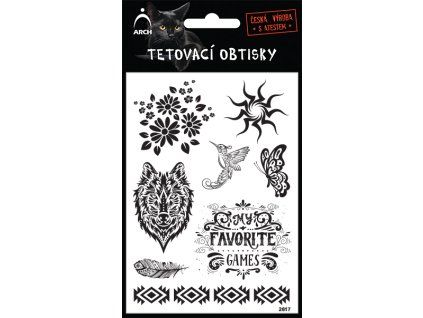 2617  Černé tetovací obtisky - kvítí