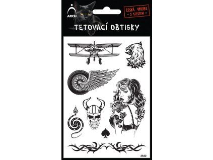 2622 Černé tetovací obtisky - dvouplošník
