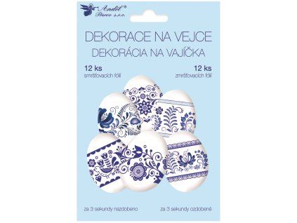 FOLIE NA VAJÍČKA MODRÝ MOTIV 12KS 7754