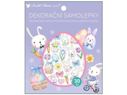 VELIKONOČNÍ SAMOLEPKY ZAJÍČCI 30 KS 13 x 15,5 CM 6954