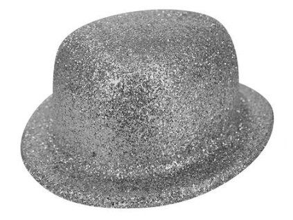 9065 BUŘINKA S GLITRY 23CM STŘÍBRNÁ