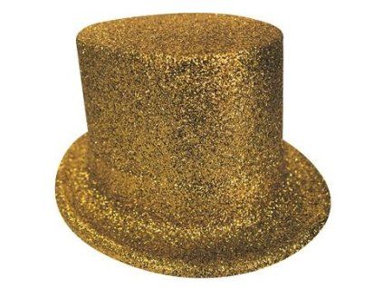 9066 KLOBOUK CYLINDR GLITR ZLATÝ