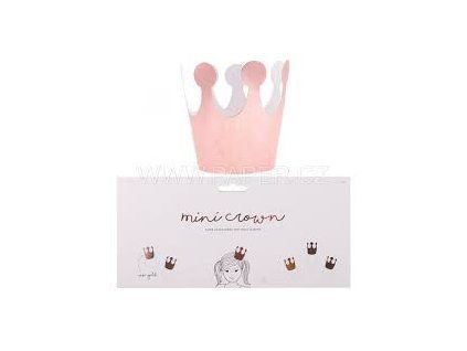 403078  KORUNKA PRO PRINCEZNU PAPÍROVÁ 6KS RŮŽOVÁ ZLATÁ 9CM