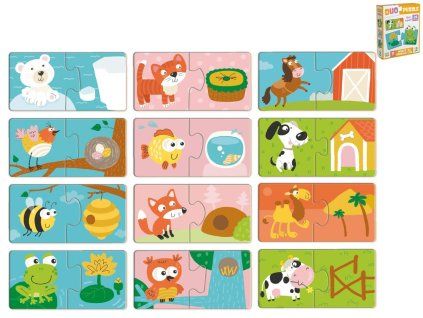 PUZZLE DĚTSKÉ KDE BYDLÍ TOT ZVÍŘÁTKO? 24 DÍLKŮ 10X5CM 12D   36917