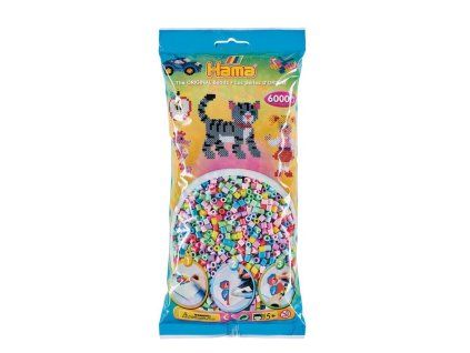 HAMA ZAŽEHLOVACÍ KORÁLKY MIDI - MIX PASTELOVÝCH BAREV 6000 KS   H205-50