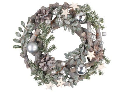 ADVENTNÍ VĚNEC 22CM NA ZAVĚŠENÍ S BAŇKAMI 33002
