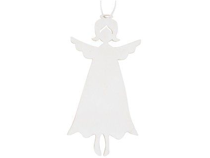 DŘEVĚNÝ ANDĚL NA ZAVĚŠENÍ BÍLÝ 12CM 5564