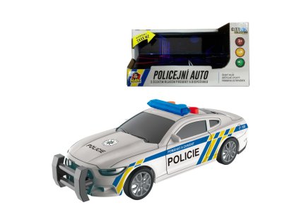 AUTO POLICEJNÍ 17CM  NA SETRVAČNÍK SVĚTLO,ZVUK - MLUVÍ ČESKY   10710