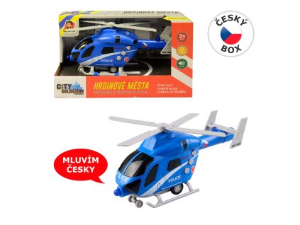 VRTULNÍK POLICIE 23CM NA SETRVAČNÍK ZVUK,MLUVÍ ČESKY, SVĚTLO 07633