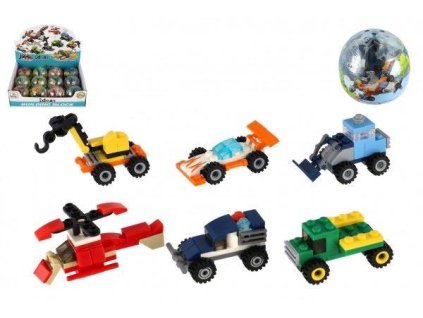 STAVEBNICE MINI DOPRAVNÍ PROSTŘEDEK PLAST 6CM V KOULI MIX   800380
