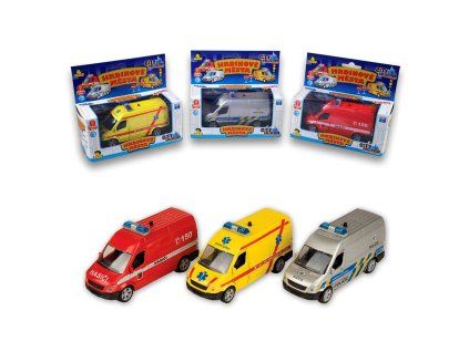 AUTO POLICIE, AMBULANCE, HASIČI  ZVUK,SVĚTLO  3DRUHY 85214