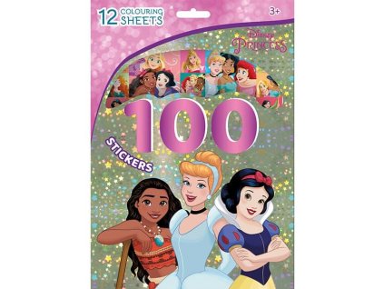 1923-2L 100 samolepek s omalován.listy Disney Princezny