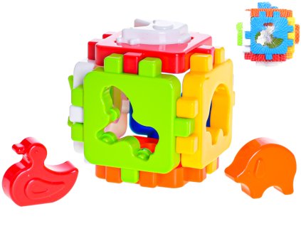 KOSTKA VKLÁDACÍ S DOMÁCÍMI ZVÍŘÁTKY 8,5CM 12M+   34775